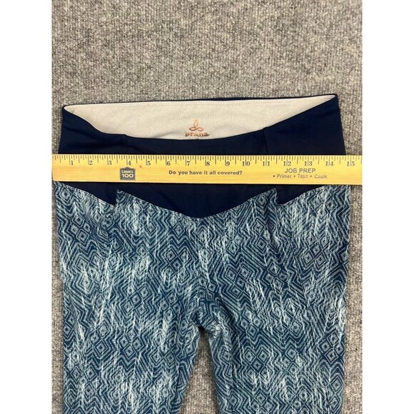 Prana Leggings Women's Medium Blue Geometric Josette Capri Crop Lattice Cutout - Picture 3 of 7